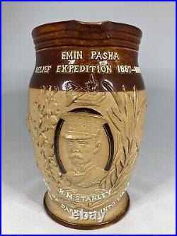 Royal Doulton Lambeth Emin Pasha Expedition 20cm Pitcher Jug c. 1890 A/F