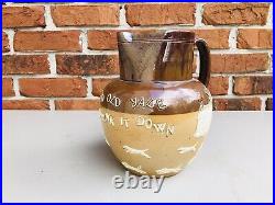 Royal Doulton Lambeth England Puzzle Jug Pitcher Whiskey / Liquor