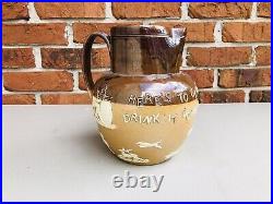 Royal Doulton Lambeth England Puzzle Jug Pitcher Whiskey / Liquor