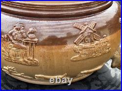 Royal Doulton Lambeth Salt Glazed Stoneware Bowl Planter Cache Pot Lion Handles