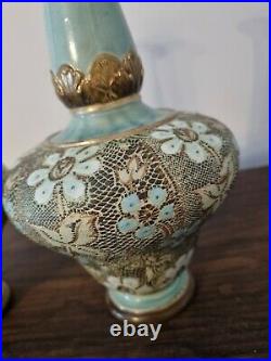 Royal Doulton Lambeth Slater Doulton Patent Vases pale blue 4590 Circa 1900