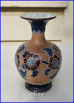 Royal Doulton Lambeth Slaters Patent Stoneware 6 Vase 1890s EA signed base