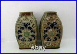 Royal Doulton Lambeth Stoneware Antique Vases Emily Mr Welch Perfect