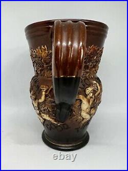 Royal Doulton Lambeth Stoneware Bacchus Handled Beer Jug Pitcher-Brown Glaze