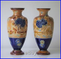 Royal Doulton Lambeth Vases Pair x2 By Helena M Pennett PP