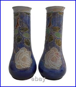 Royal Doulton Lambeth Vases Tube Lined Roses Jane Hurst