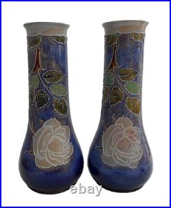 Royal Doulton Lambeth Vases Tube Lined Roses Jane Hurst