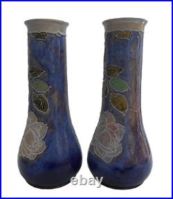 Royal Doulton Lambeth Vases Tube Lined Roses Jane Hurst