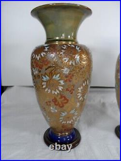 Royal Doulton Lambeth Ware Pair Of Beautiful Vases 35cm Tall