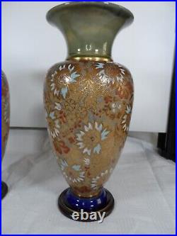 Royal Doulton Lambeth Ware Pair Of Beautiful Vases 35cm Tall