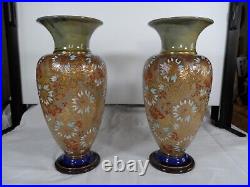 Royal Doulton Lambeth Ware Pair Of Beautiful Vases 35cm Tall