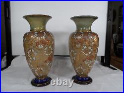 Royal Doulton Lambeth Ware Pair Of Beautiful Vases 35cm Tall