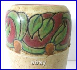Royal Doulton Lambeth stoneware hand incised & painted vase by Maud Bowden