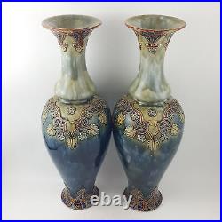 Royal Doulton Pair Of Large Stoneware Lambeth Vases 3319 (rare) RD 3245