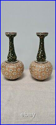 Royal Doulton & Slaters Lambeth 2 17cm small vases antique perfect condition
