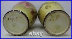 Stunning Antique Doulton Lambeth Pair Hand Painted Vases Kate Rogers pre 1895