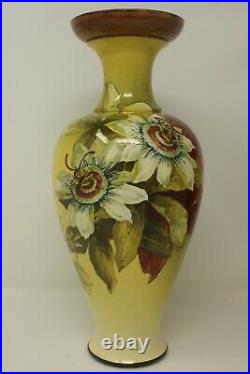 Stunning Antique Doulton Lambeth Pair Hand Painted Vases Kate Rogers pre 1895