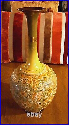 Super Gorgeous Large Doulton Lambeth Slaters Patent Gold Patterned Vase 17 High