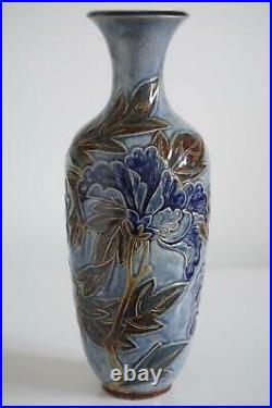Superb Doulton Lambeth Vase Carved Foliate Design Harry Barnard c. 1880