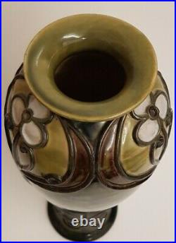 Tall Royal Doulton Lambeth saltglaze stoneware Art Nouveau Vase by Francis Pope