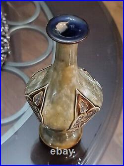 VERY RARE Royal Doulton Lambeth Vase signed RB, PINCHED LEAVES Art Nouveau