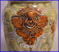 Very Good Large Antique Mark V. Marshall Royal Doulton Grotesque Stoneware Vase