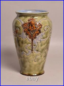 Very Good Large Antique Mark V. Marshall Royal Doulton Grotesque Stoneware Vase