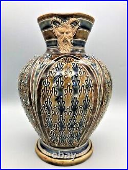 Victorian Ceramic Wine Jug, Elizabeth Atkins, Doulton Lambeth, London, 1876