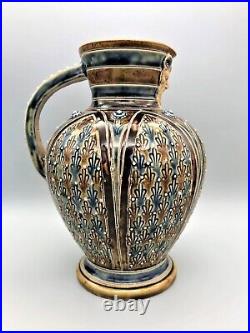 Victorian Ceramic Wine Jug, Elizabeth Atkins, Doulton Lambeth, London, 1876