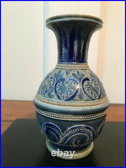 Victorian Doulton-Lambeth Vase by E. A. Sayers, with marks to base and dated 1877