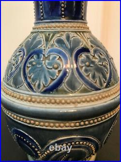 Victorian Doulton-Lambeth Vase by E. A. Sayers, with marks to base and dated 1877