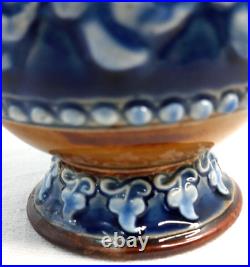 Vintage Royal Doulton Lambeth Art Pottery Vase Majolica Roses Blue 3.5 #6110